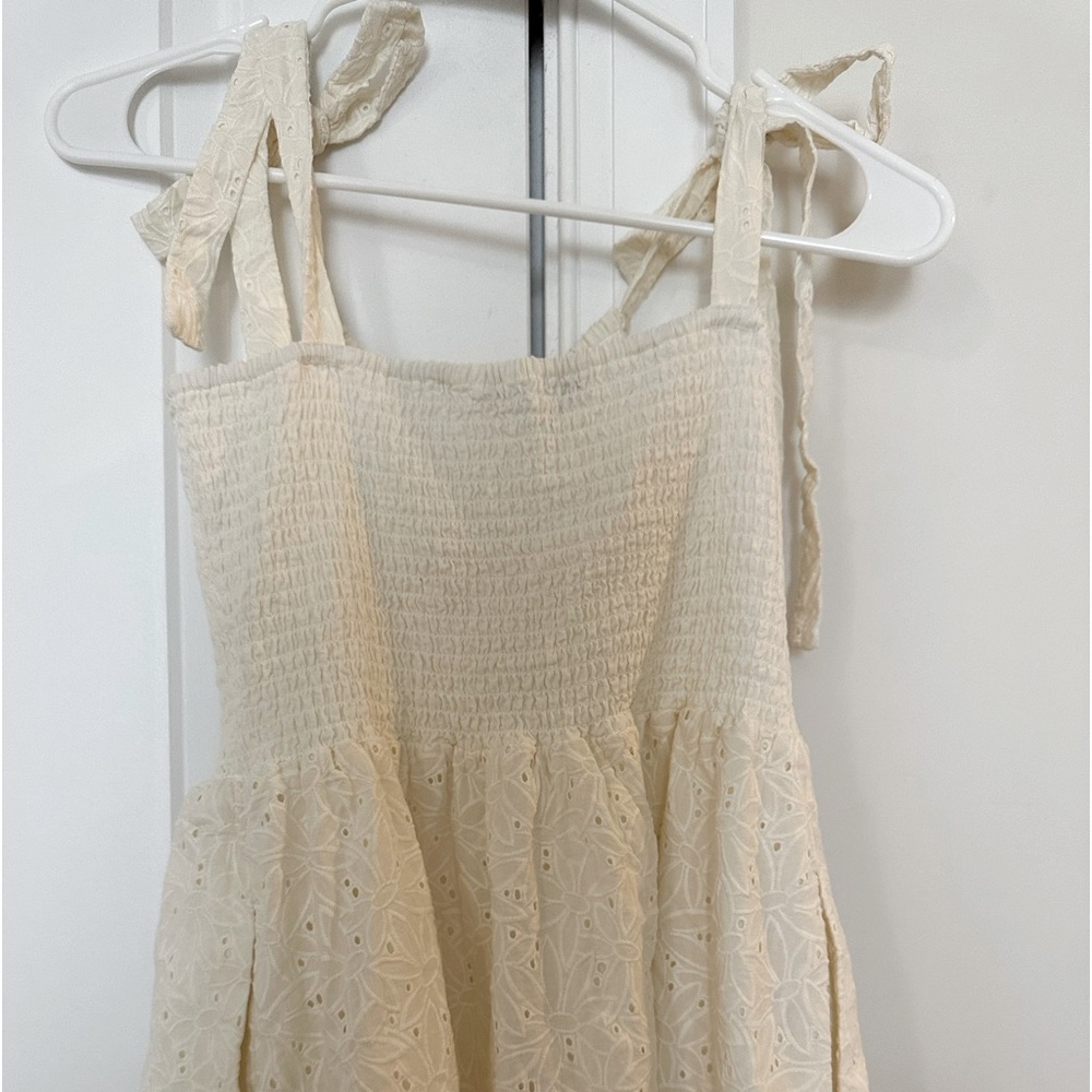 Madewell Eyelet Lucie Tie-Strap Tiered Midi Dress